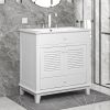 30" Bathroom Vanity with Sink; Bathroom Cabinet with Two Doors and One Drawer; White