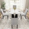 5-Piece Round Dining Table set, 43-Inch Modern Dining Table and 4 Upholstered Chairs for Dining Room, Kitchen Room, Living Room, Easy Assembly